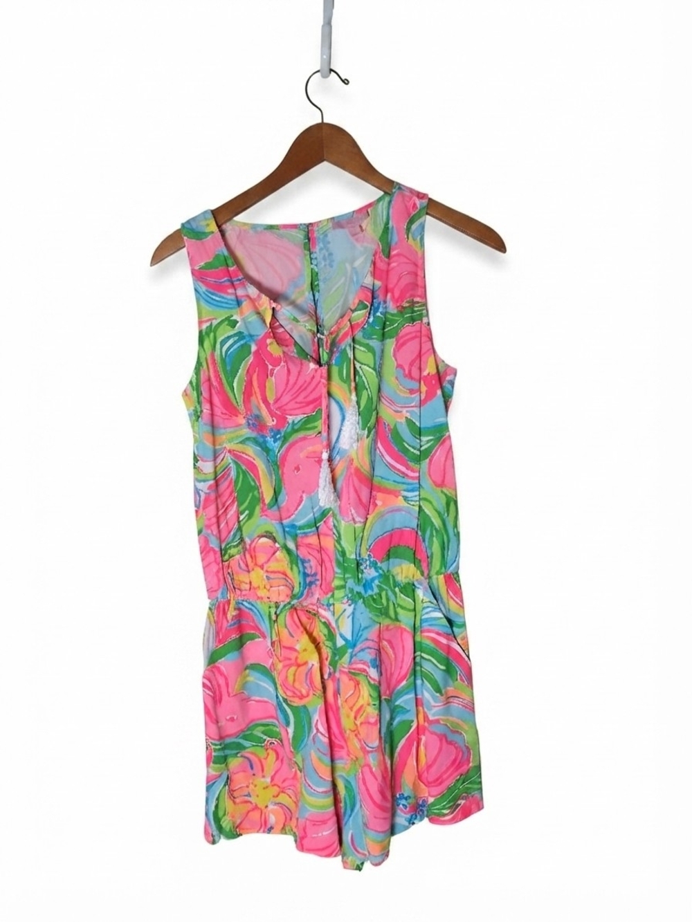 Lilly Pulitzer Women's Pink Green Floral Sleeveless Romper Size S